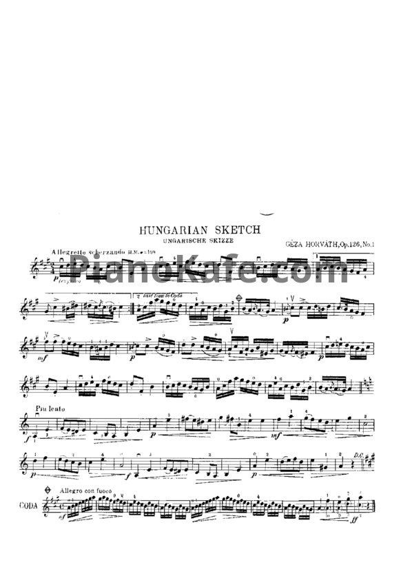 Ноты Геза Хорват - Hungarian sketch (Op. 126, №1)