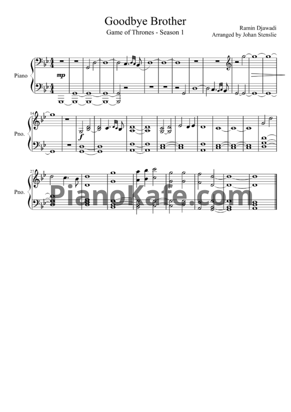 Ноты Ramin Djawadi - Goodbye brother