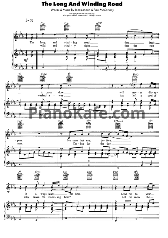 Ноты The Beatles - The long and winding road