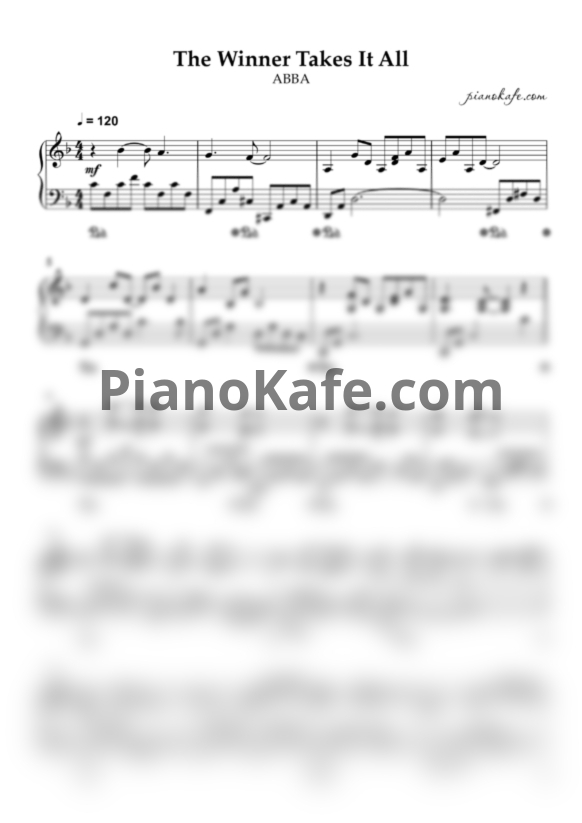 Ноты ABBA - The Winner takes it all (Piano cover)