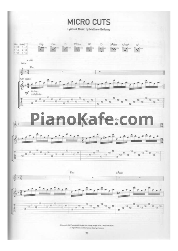 Ноты Muse - Micro Cuts (Guitar tabs)