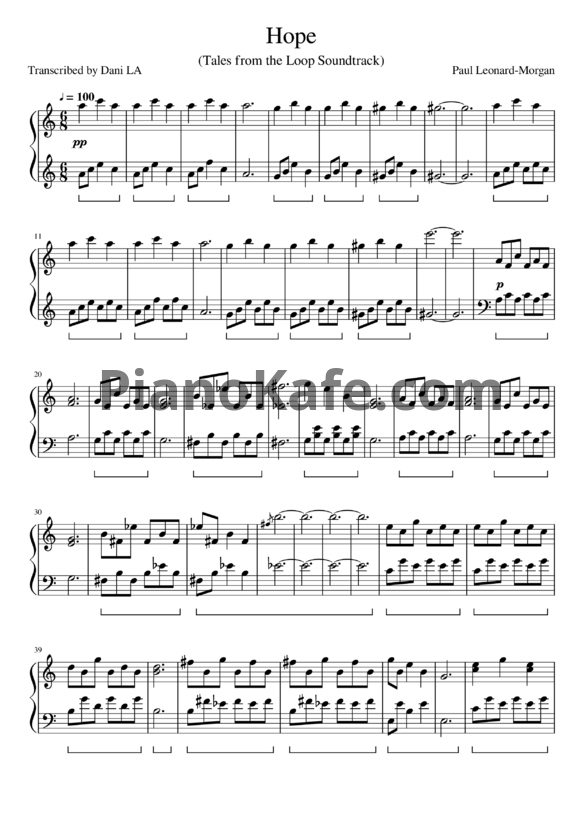 Ноты Philip Glass & Paul Leonard-Morgan - Hope