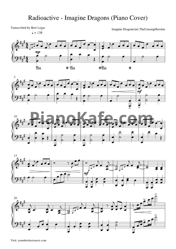 Ноты Imagine Dragons - Radioactive (arr.TheUnsungHeroine)