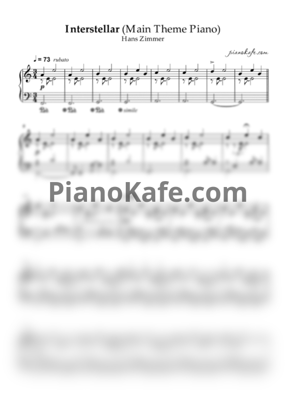 Ноты Hans Zimmer - Interstellar (Main theme piano)