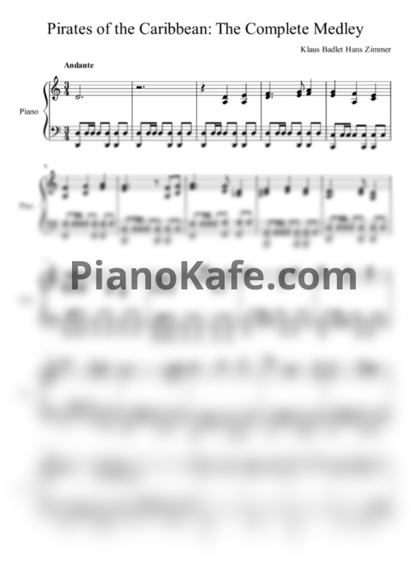 Ноты Hans Zimmer - Pirates of the caribbean: The complete medley
