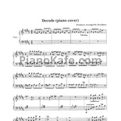 Ноты Paramore - Decode (Arranged by Doralimes) - предпросмотр