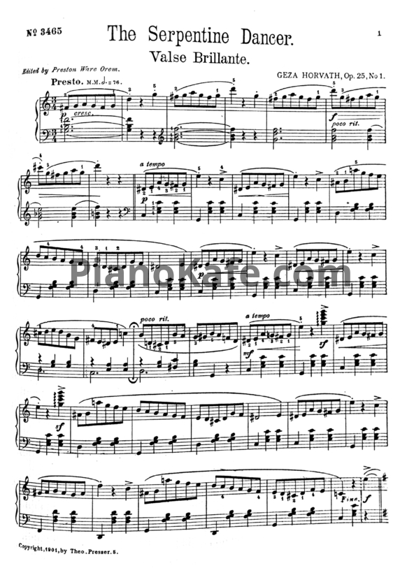 Ноты Геза Хорват - The Serpentine Dancer (Valse brillante) Op. 25 №1