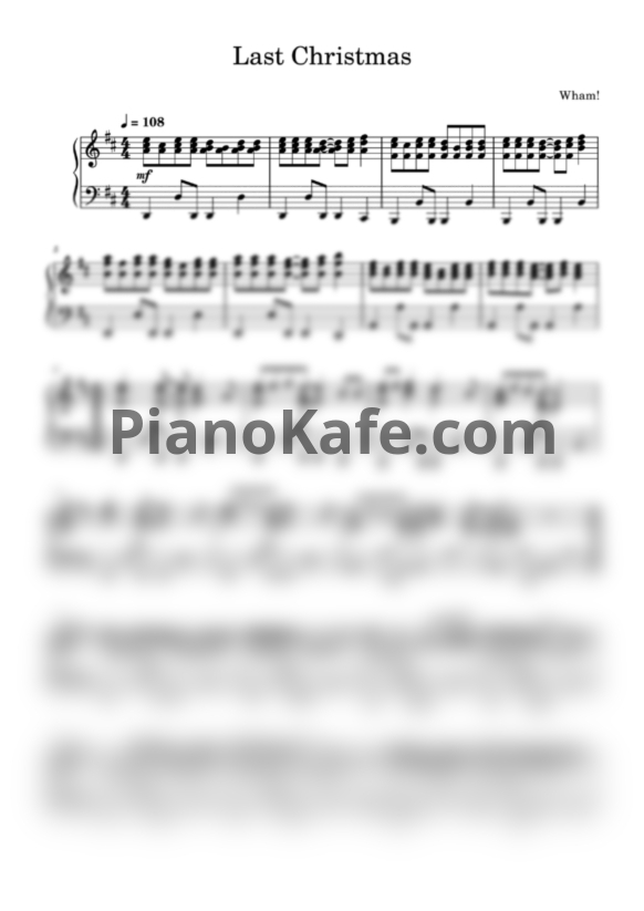 Ноты Wham! - Last Christmas (Play the piano cover)