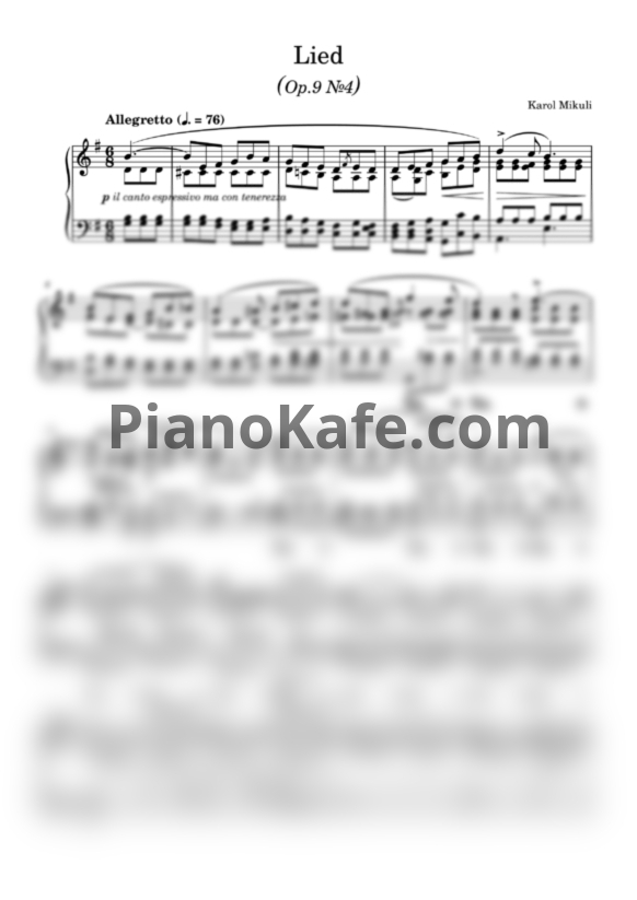 Ноты Karol Mikuli - Lied (Op. 9, №4)