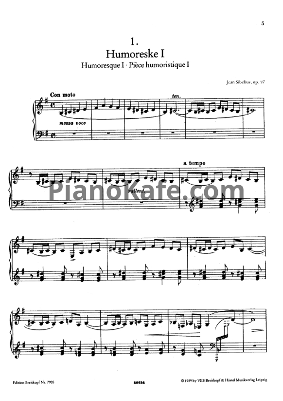 Ноты Ян Сибелиус - 6 багателей для фортепиано (Op. 97)