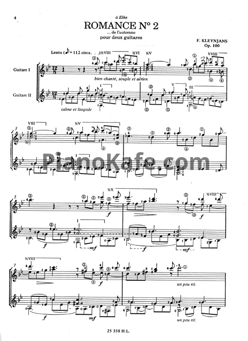 Ноты Francis Kleynjans - Romance №2 (Op. 100)