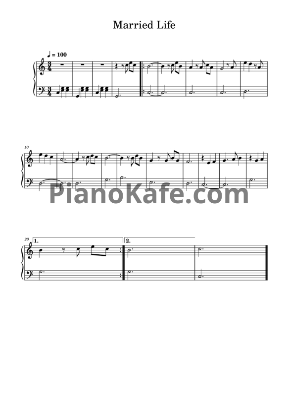 Ноты Michael Giacchino - Married life (Easy piano)