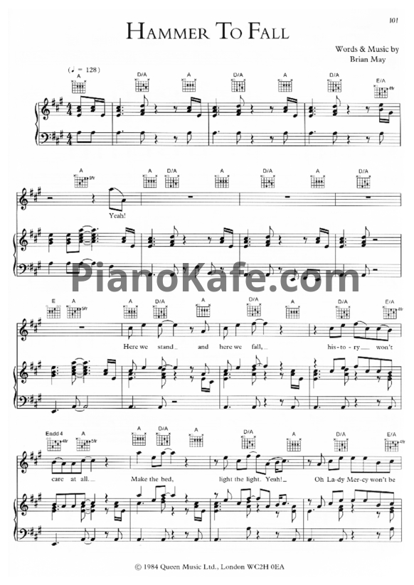 Ноты Queen - Hammer to fall (PVG)