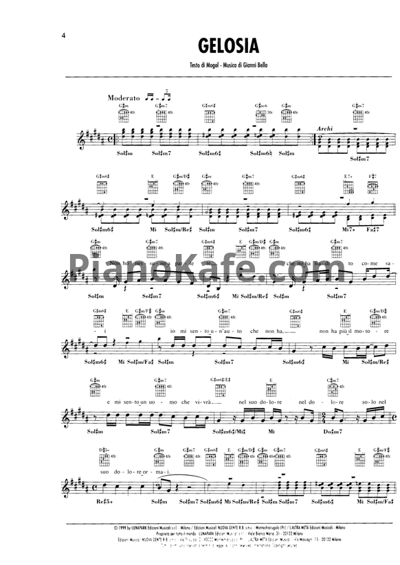 Ноты Adriano Celentano - Gelosia