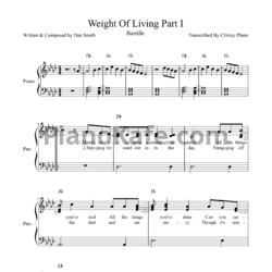 Ноты Bastille - Weight of living (Part 1) - предпросмотр