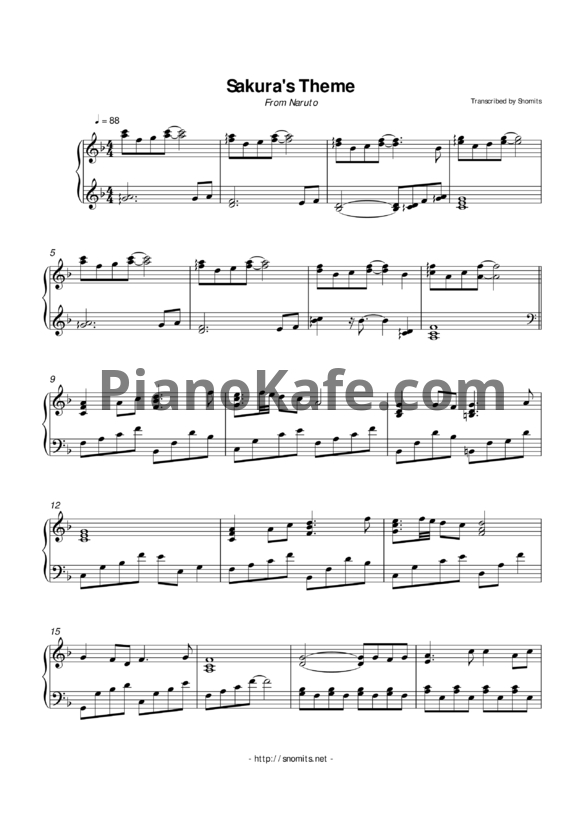 Ноты Toshiro Masuda - Sakura's theme