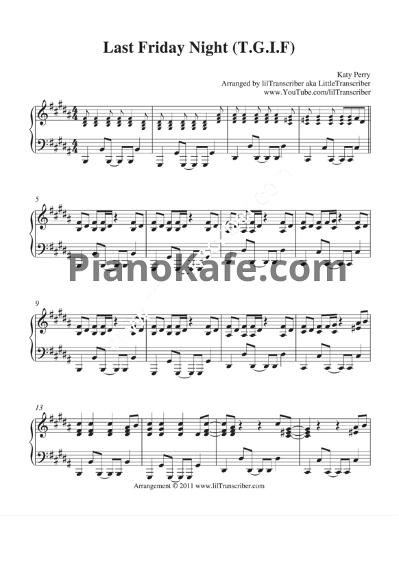 Ноты Katy Perry - Last friday night (T.G.I.F)
