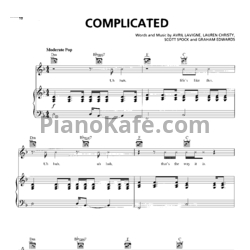 Ноты Avril Lavigne - Complicated - предпросмотр