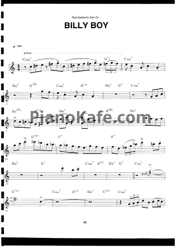 Ноты Red Garland - Billy boy (Piano solo)