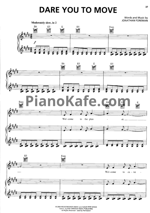 Ноты Switchfoot - Dare you to move