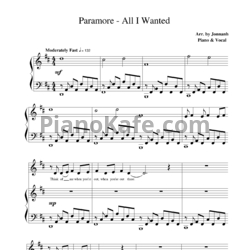 Ноты Paramore - All I wanted - предпросмотр