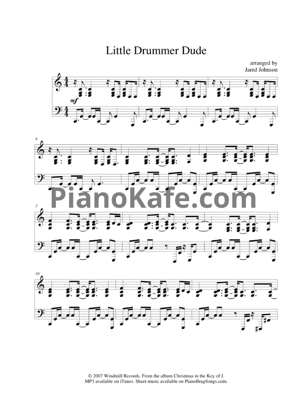 Ноты Jared Johnson - Little drummer dude