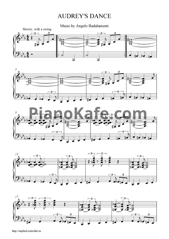 Ноты Angelo Badalamenti - Audrey's dance