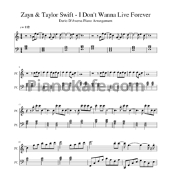 Ноты Zayn & Taylor Swift - I don’t wanna live forever - предпросмотр