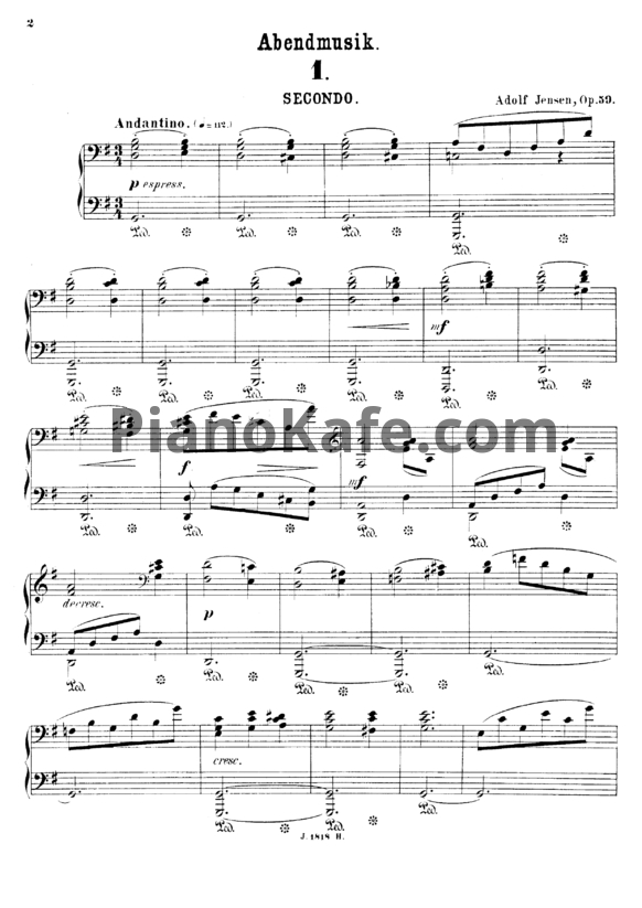 Ноты А. Йенсен - Вечерняя музыка. Пьесы для фортепиано в 4 руки (Op. 59)