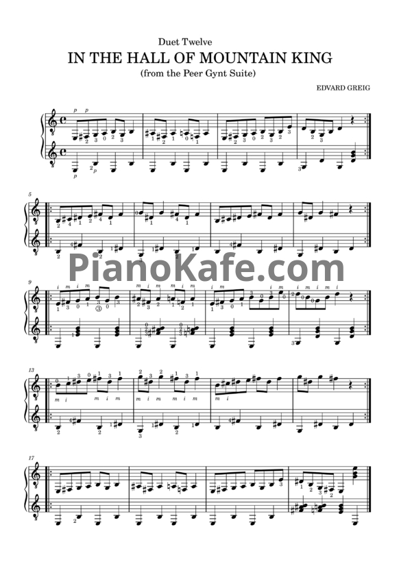 Ноты Эдвард Григ - В пещере горного короля (Дуэт 2 гитар). Соч. 46, №4