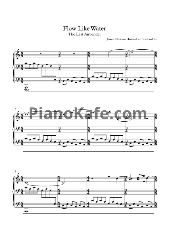 Ноты James Newton Howard - Flow like water