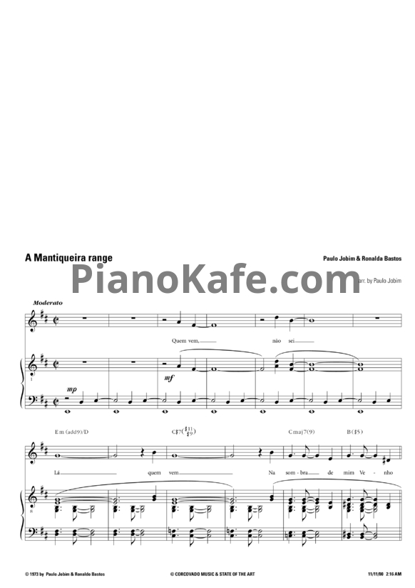 Ноты  Paulo Jobim & Ronalda Bastos - Mantiqueira range