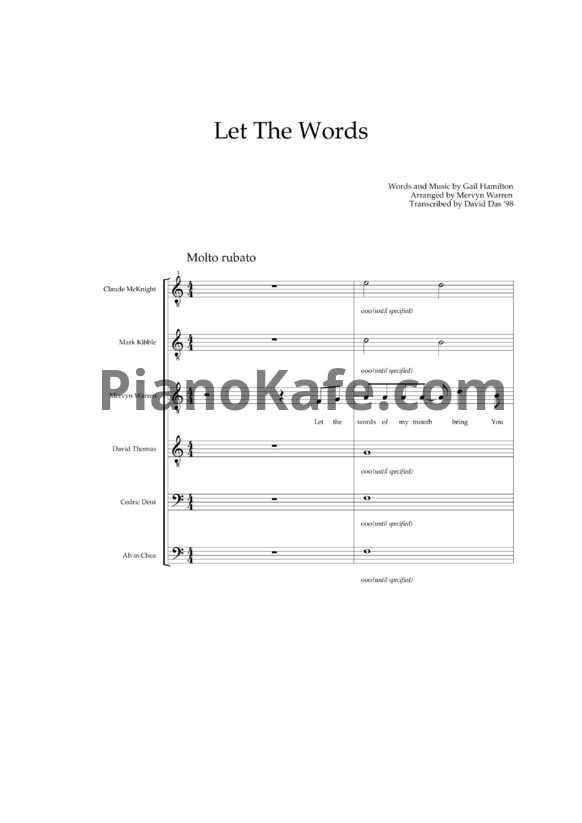 Ноты Take 6 - Let the words