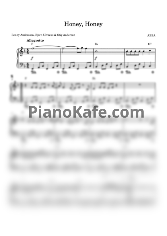 Ноты ABBA - Honey, Honey (Piano cover)