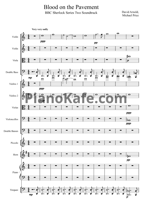 Ноты David Arnold & Michael Price - Blood on the pavement (Партитура)