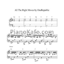 Ноты One Republic - All the right moves - предпросмотр
