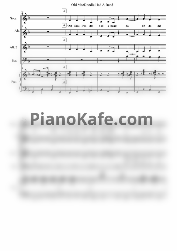 Ноты David Elliott - Old MacDoodle had a band (Версия для 4-х смешанного хора)