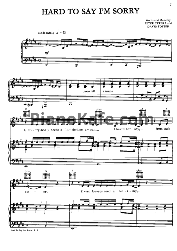 Ноты Chicago - Hard to say I'm sorry
