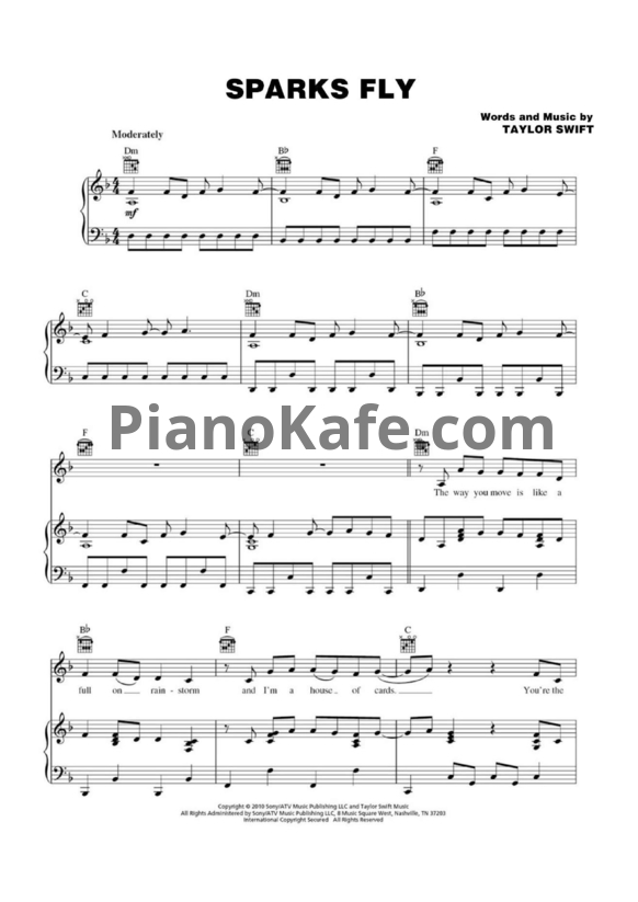 Ноты Taylor Swift - Sparks fly