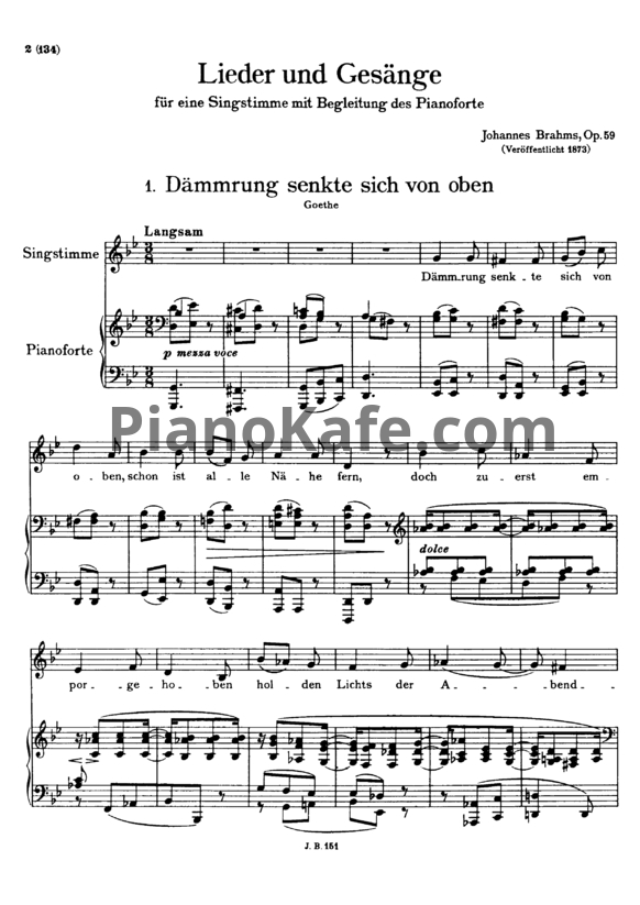Ноты И. Брамс - Песни и напевы (Op. 59)