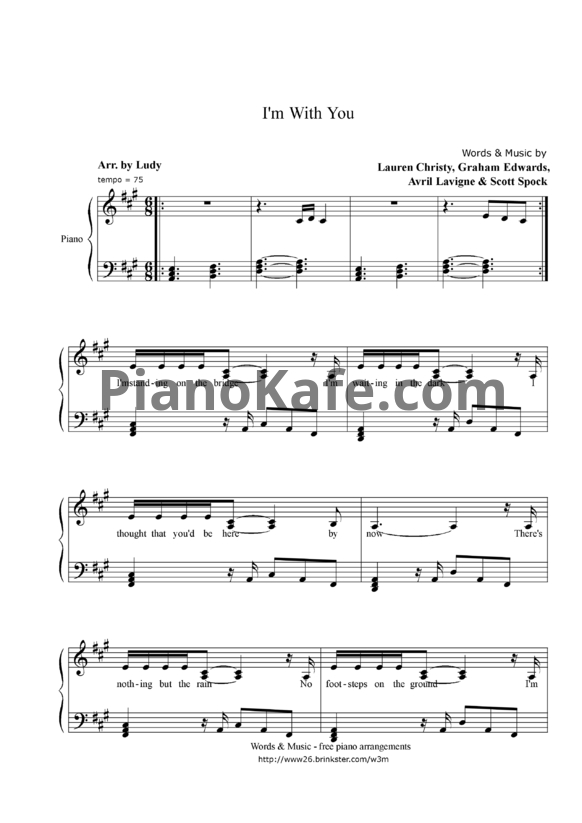 Ноты Avril Lavigne - I'm with you