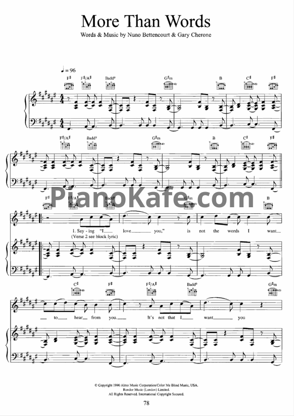 Ноты Extreme - More than words