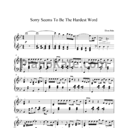 Ноты Elton John - Sorry seems to be the hardest word (Piano cover) - предпросмотр