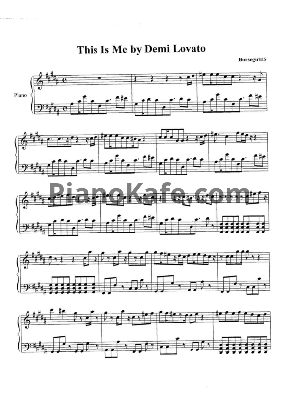 Ноты Demi Lovato - This is me (Piano cover)