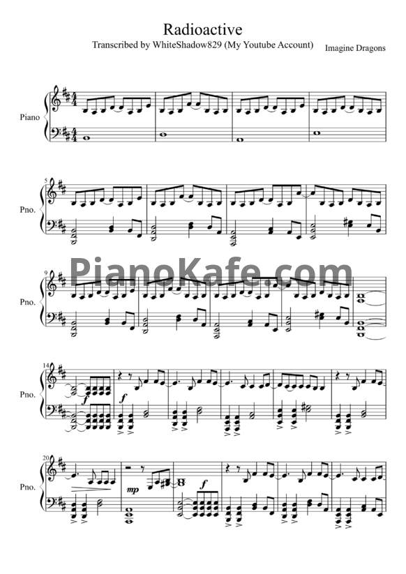 Ноты Imagine Dragons - Radioactive (Transcribed by WhiteShadow829)