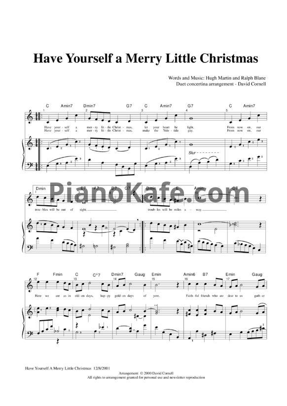 Ноты Frank Sinatra - Have Yourself a Merry Little Christmas (Arrangement David Cornell)