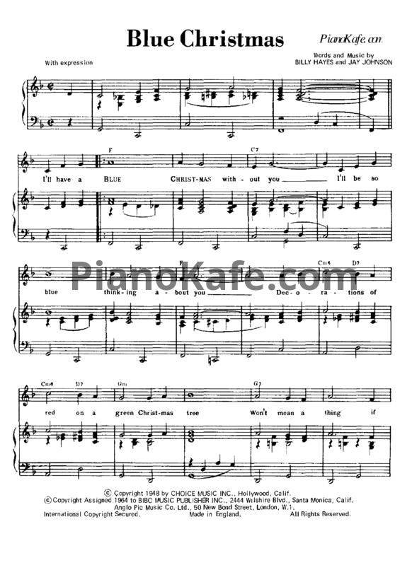 Ноты Elvis Presley - Blue Christmas