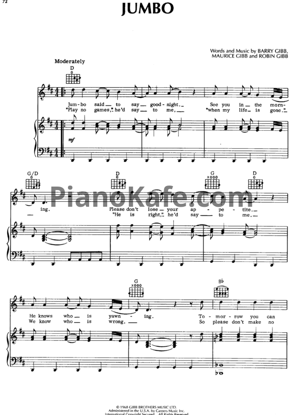 Ноты Bee Gees - Jumbo