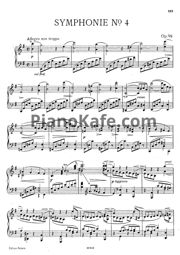 Ноты И. Брамс - Симфония №4 ми минор (Op. 98). Клавир