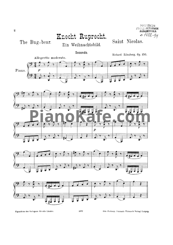 Ноты Р. Эйленберг - Knecht Ruprecht (Op. 150) для фортепиано в 4 руки